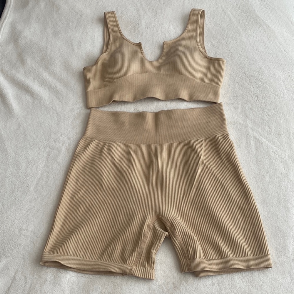 2 piece beige/nude set